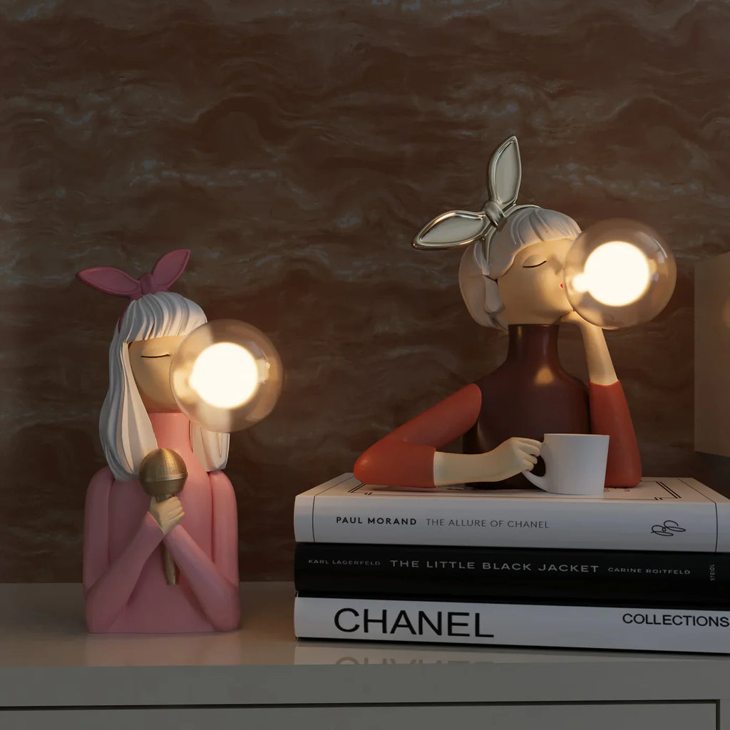 Decorative LED Lamp "Girl with Balloon" – Designer Figure for Living Room and Office