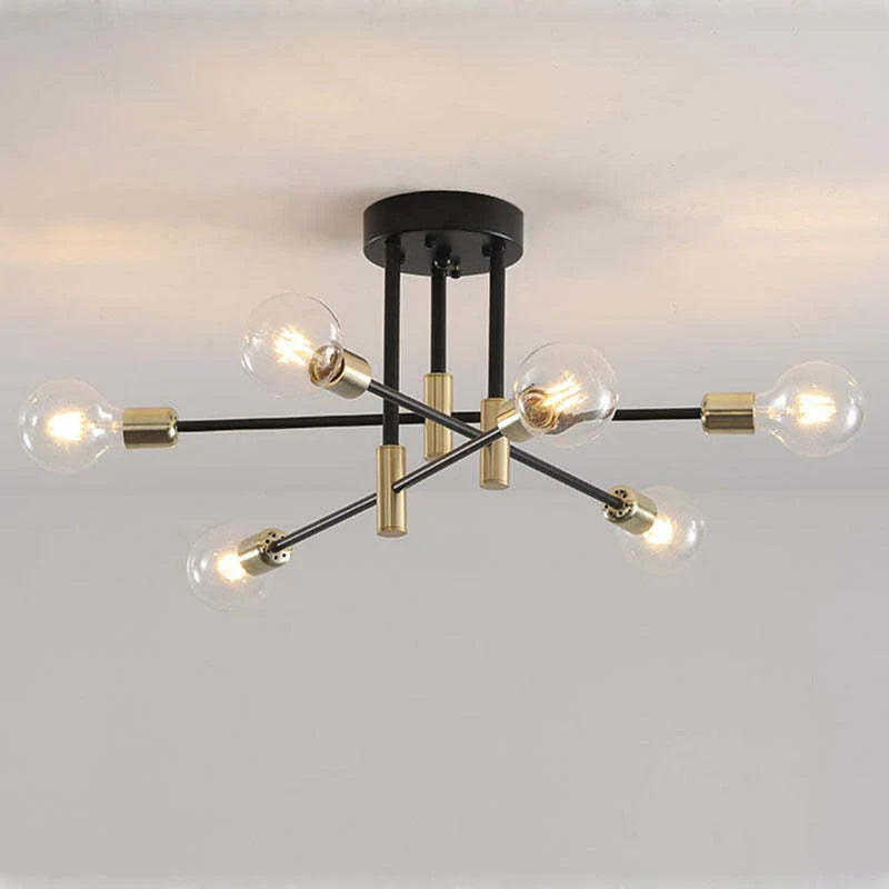 Industrial ceiling lamp chandelier with round lights