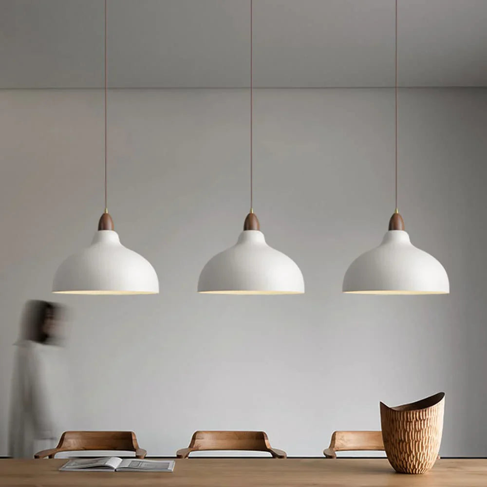 Modern Hanging Lamp with Wooden Accent – Minimalist Design