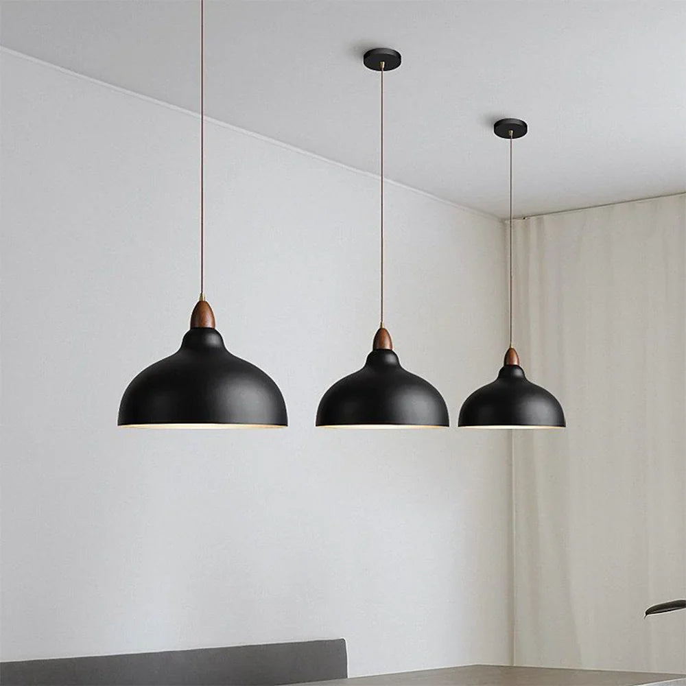 Modern Hanging Lamp with Wooden Accent – Minimalist Design
