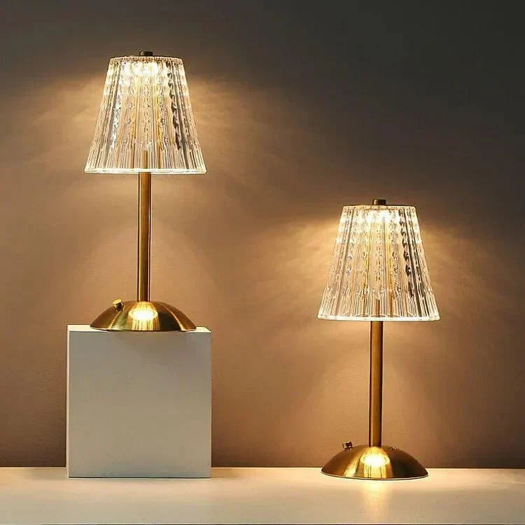 Elegant LED Table Lamp with Crystal Shade and Gold Finish – Touch Activated