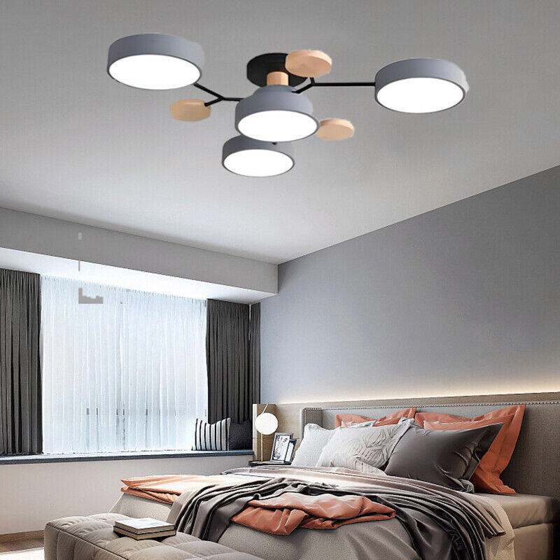 Arisha Geometric Flush Mount Ceiling Light Acrylic/Wood Living Room