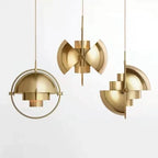 Designer Hanging Lamp with Metal Shade and Decorative Ring