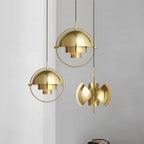 Designer Hanging Lamp with Metal Shade and Decorative Ring