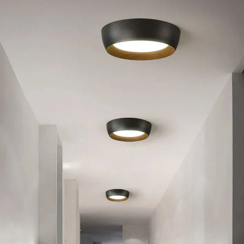 Modern LED Ceiling Lamp with Wooden Accent