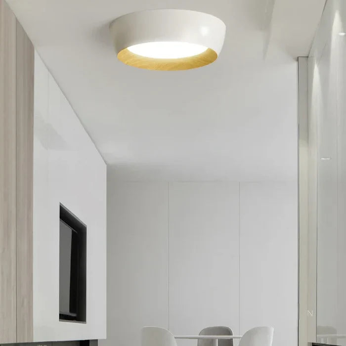 Modern LED Ceiling Lamp with Wooden Accent