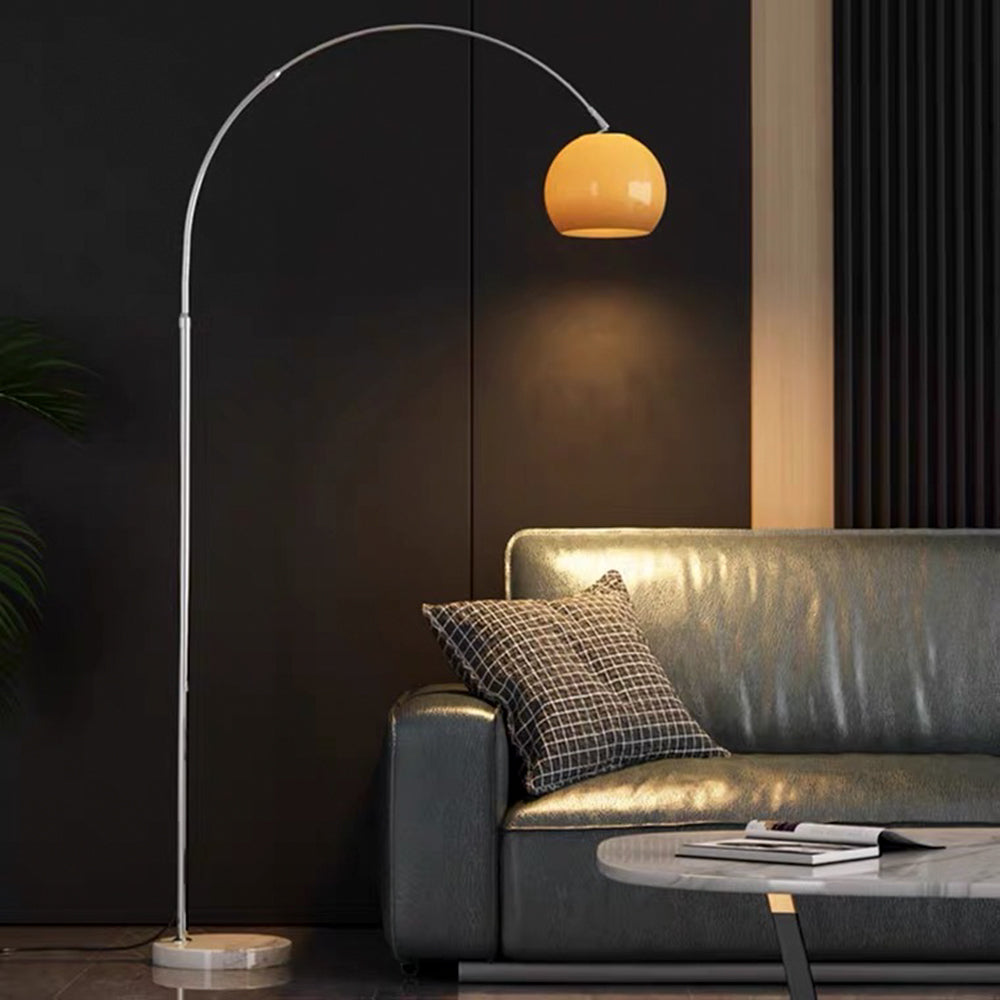 Mira Modern Dome Floor Lamp Metal/Marble/Acrylic White/Orange Living Room