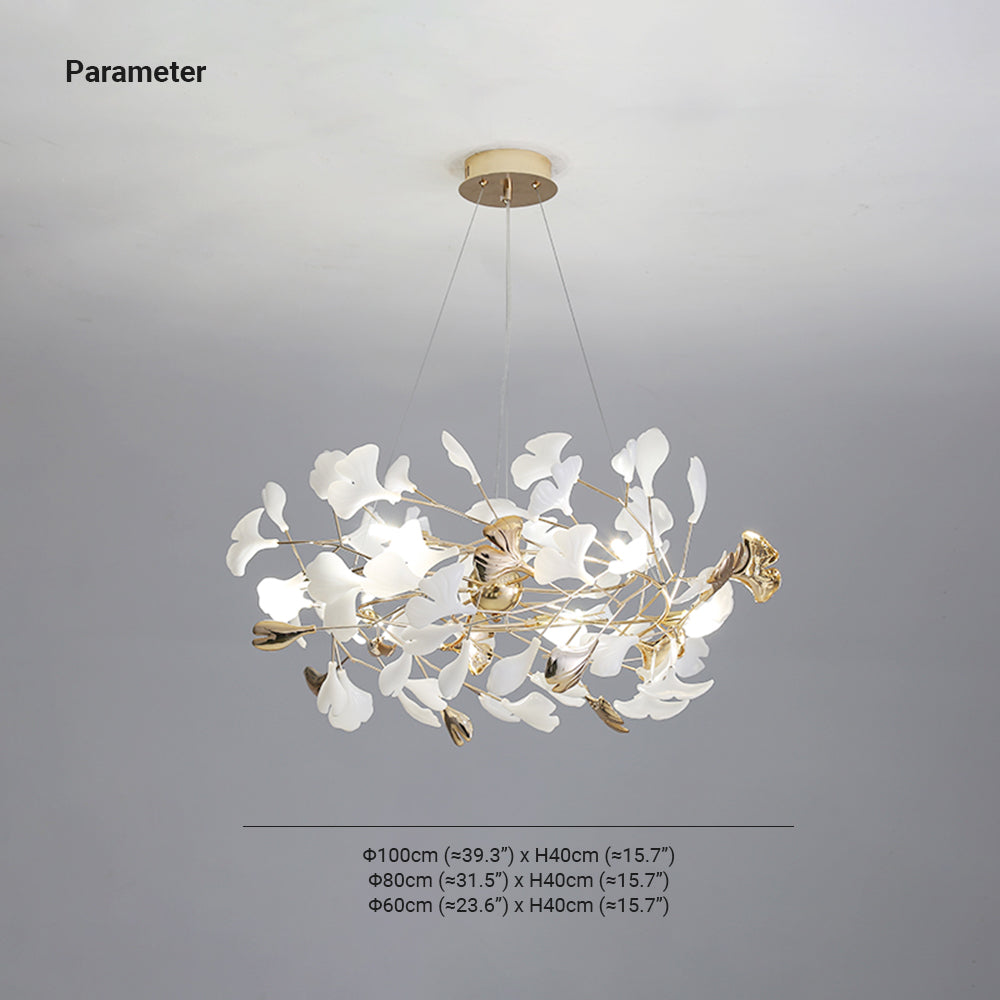 Jarn Leaf Suspension / Modern Multi Metal / Ceramic Gold / White Living Room