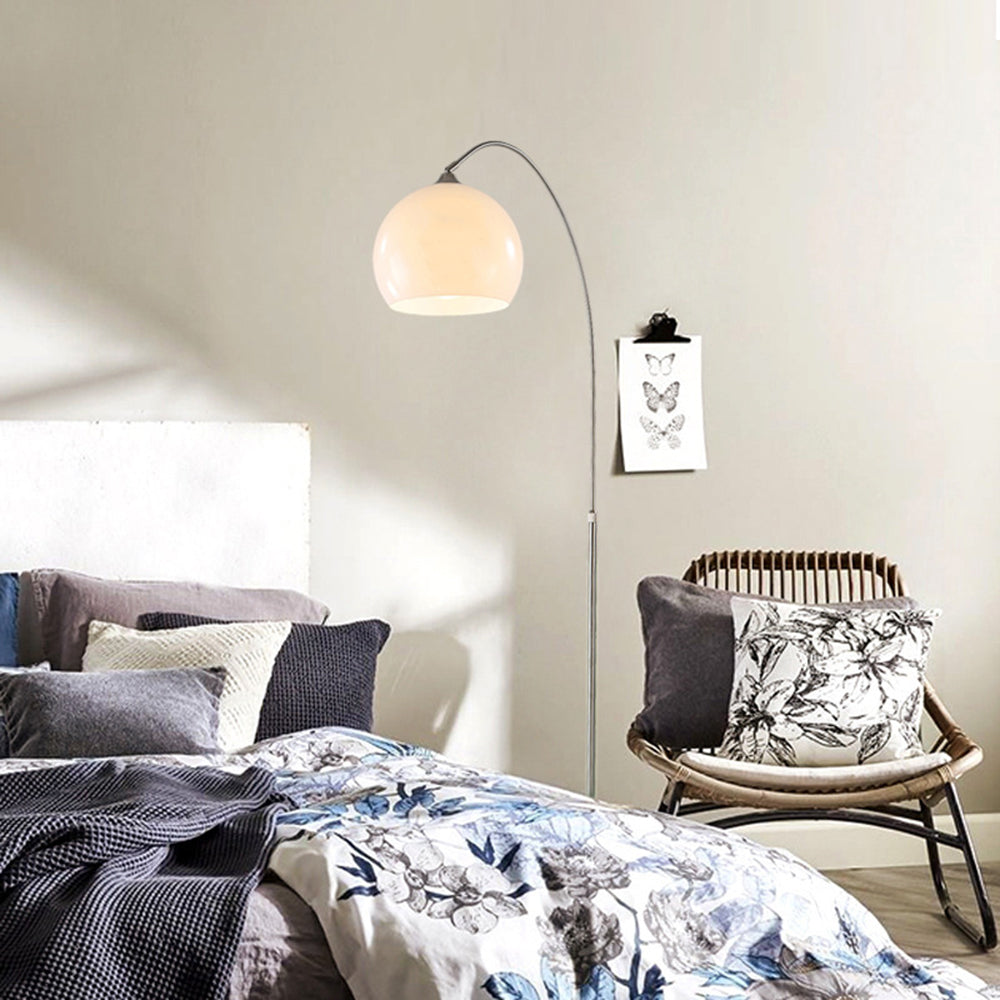 Mira Modern Dome Floor Lamp Metal/Marble/Acrylic White/Orange Living Room