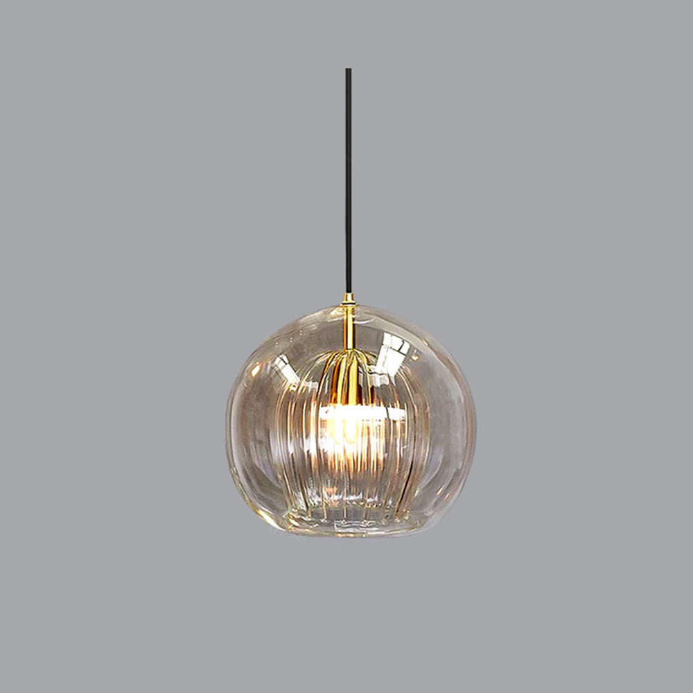 June Glass Globe Pendant Light Clear & Amber
