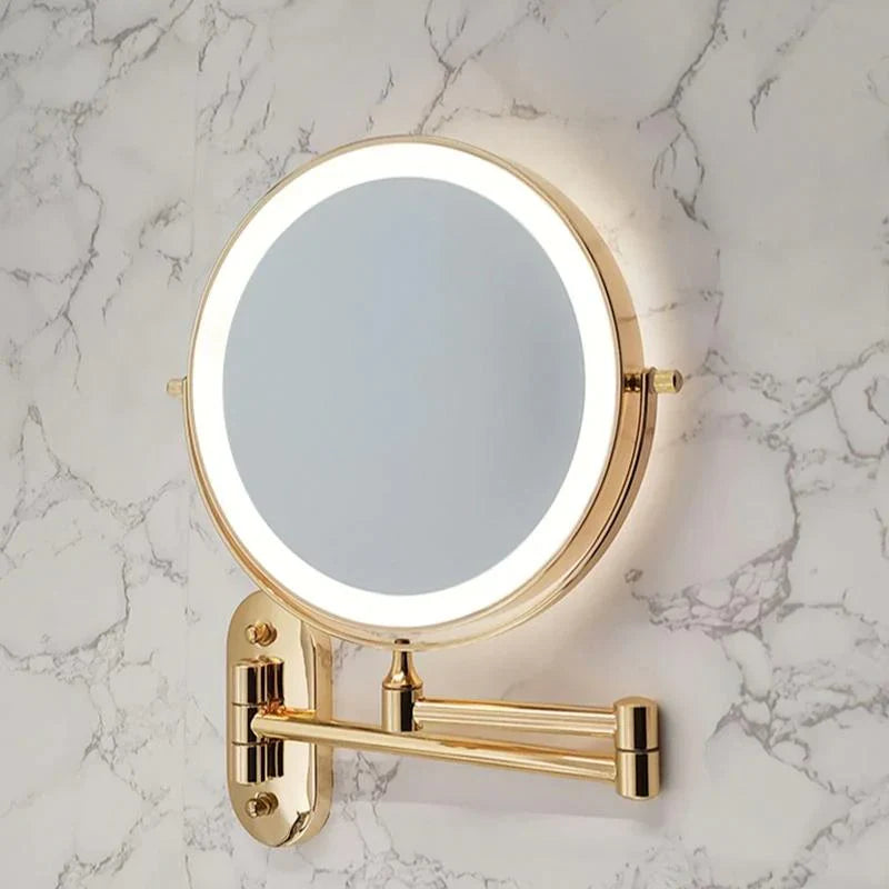 Wall-mounted cosmetic mirror with LED lighting and magnification
