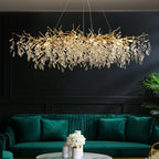 Exclusive chandelier with crystal leaves – branch effect, modern elegance