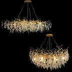 Exclusive chandelier with crystal leaves – branch effect, modern elegance
