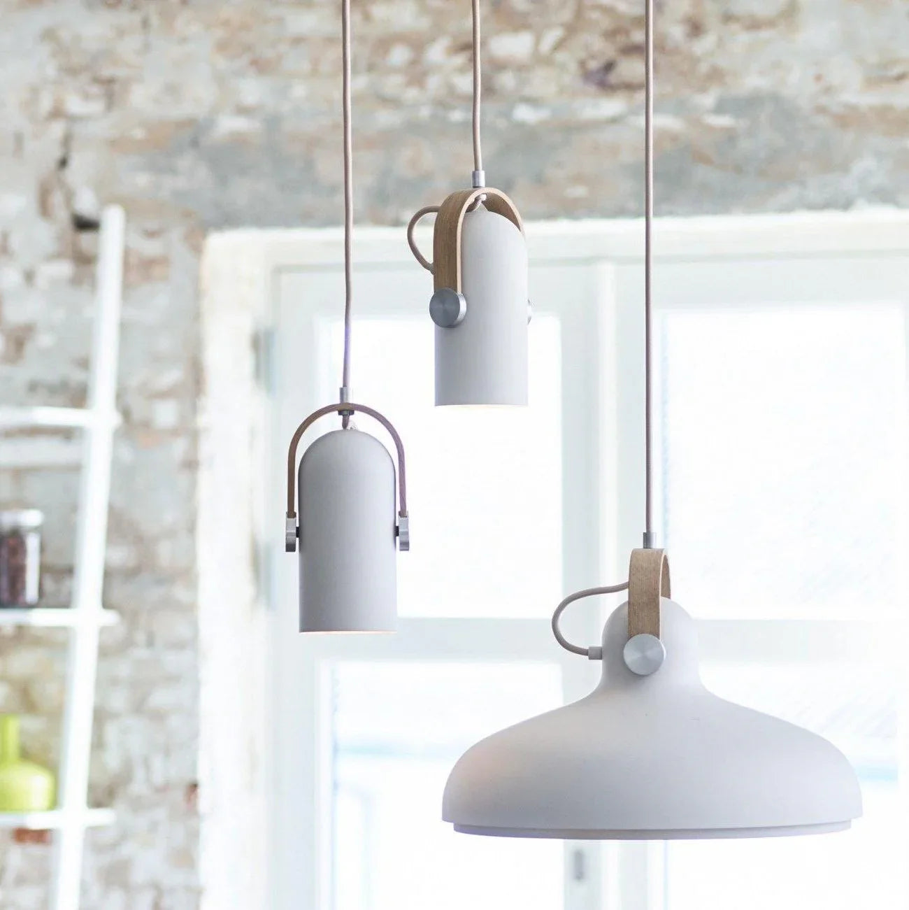 Modern pendant lamp with wooden accent and metal shade – loft style