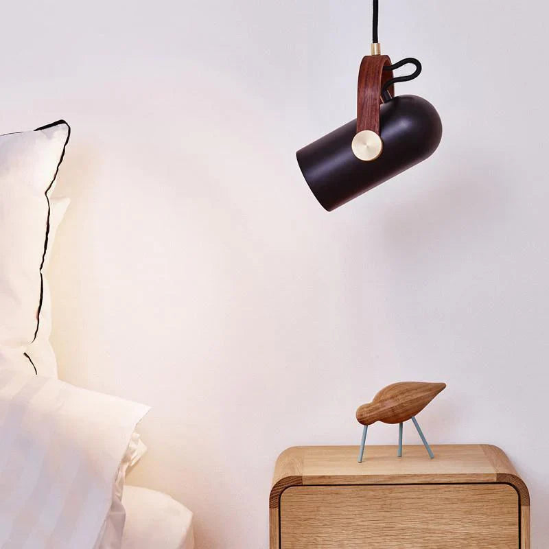Modern pendant lamp with wooden accent and metal shade – loft style