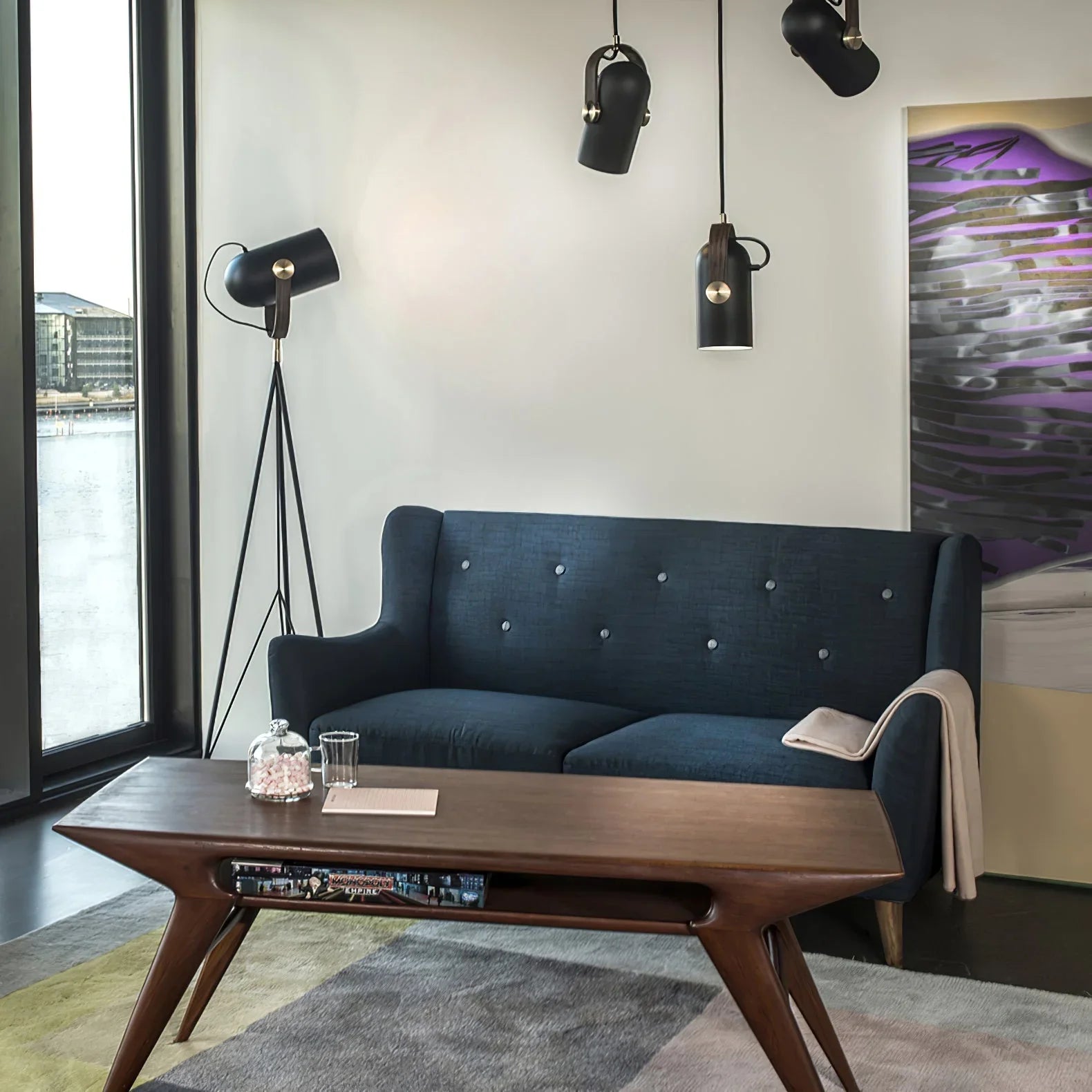 Modern pendant lamp with wooden accent and metal shade – loft style