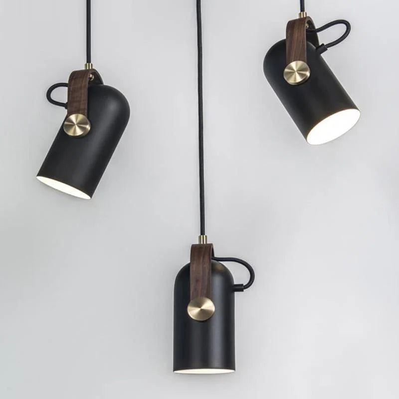 Modern pendant lamp with wooden accent and metal shade – loft style