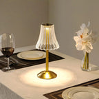 Elegant LED Table Lamp with Crystal Shade and Gold Finish – Touch Activated