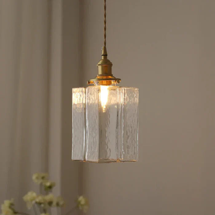 Vintage glass hanging lamps with brass finish