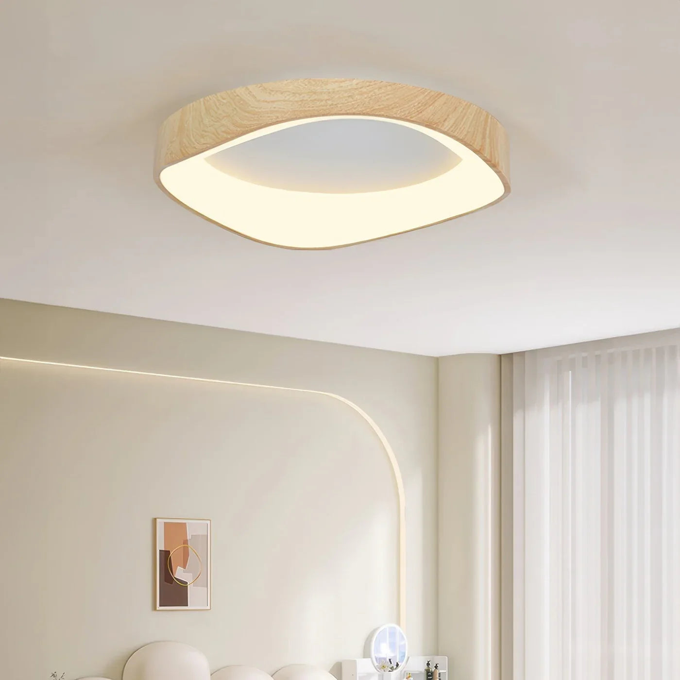 Scandinavian LED Ceiling Lamp – Modern Surface-Mounted Lamp with Wood Effect