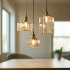 Vintage glass hanging lamps with brass finish