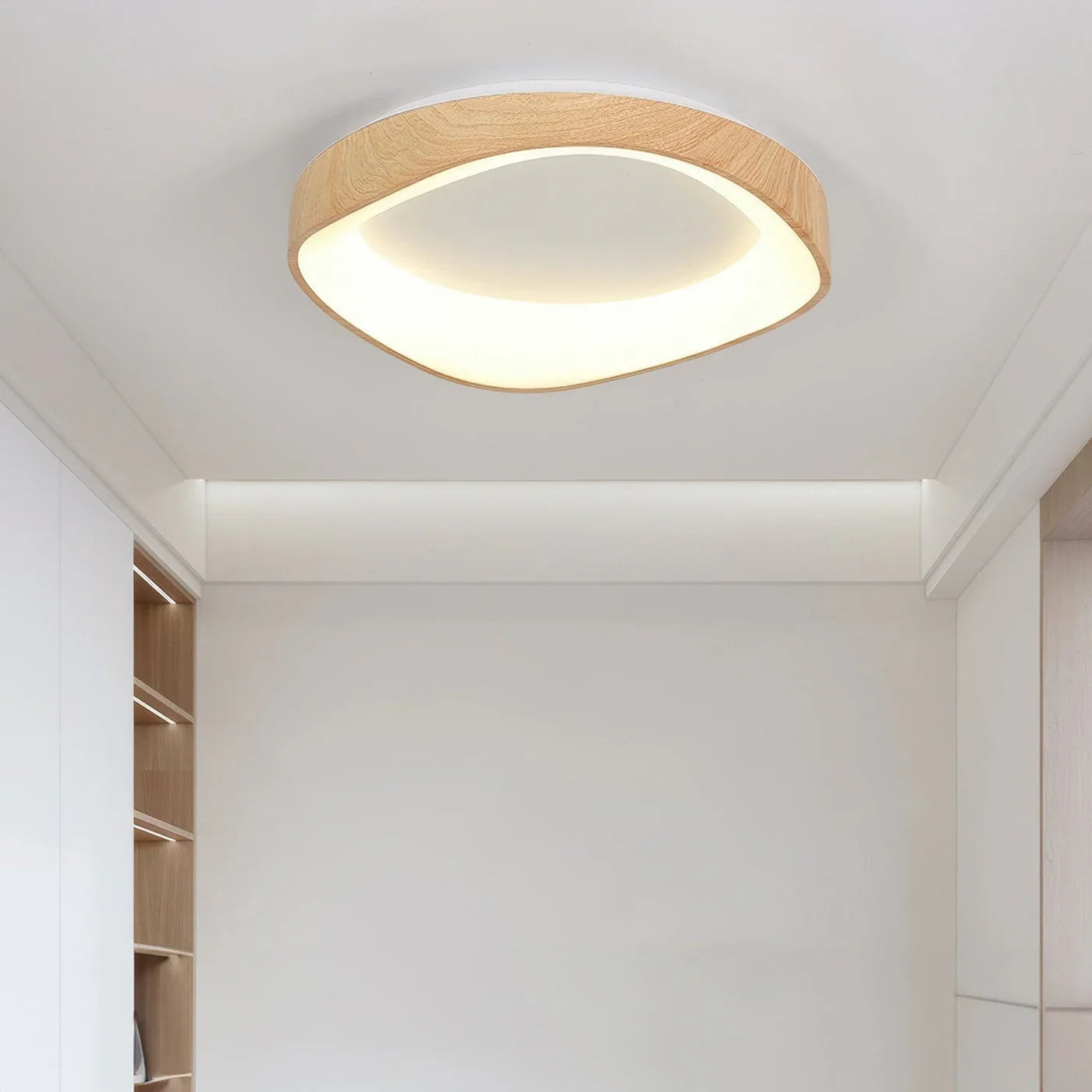 Scandinavian LED Ceiling Lamp – Modern Surface-Mounted Lamp with Wood Effect