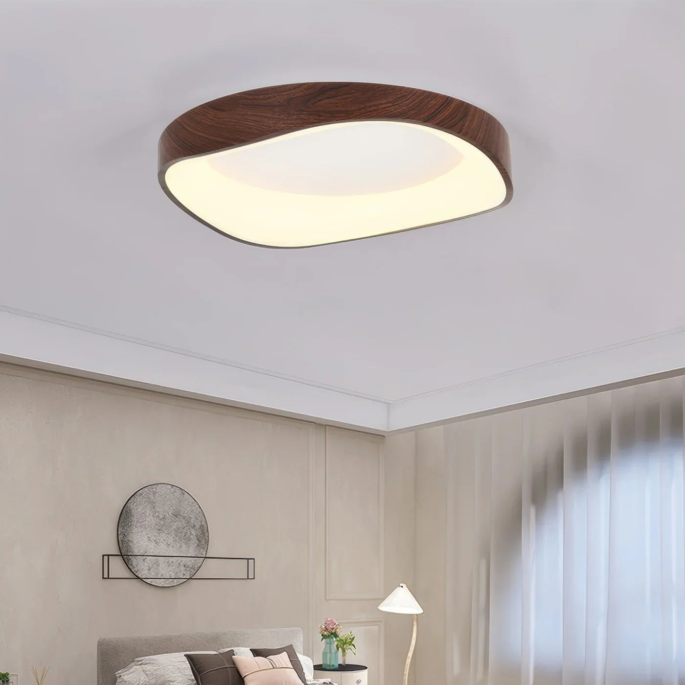 Scandinavian LED Ceiling Lamp – Modern Surface-Mounted Lamp with Wood Effect