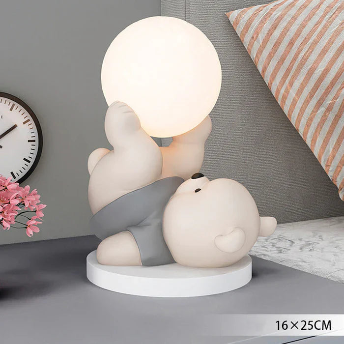 Decorative LED Night Lamp Bear with Sphere – Adorable Table Lamp for Children's Room