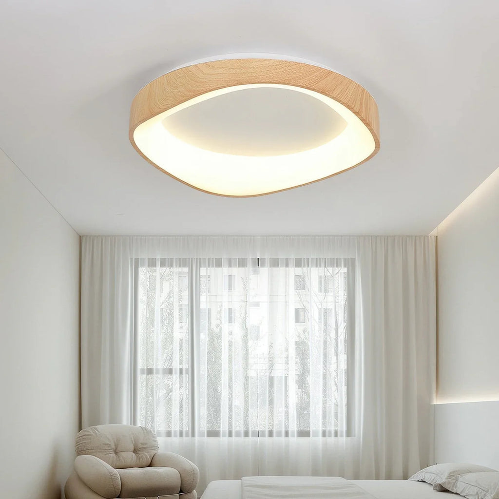 Scandinavian LED Ceiling Lamp – Modern Surface-Mounted Lamp with Wood Effect