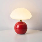 Modern table lamp with a spherical base and mushroom-shaped shade – minimalist style