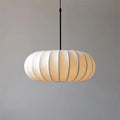 Ceiling lamp with silk shade in Japanese wabi-sabi style – oval shade with delicate ribbing