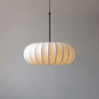 Ceiling lamp with silk shade in Japanese wabi-sabi style – oval shade with delicate ribbing