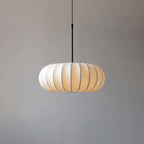 Ceiling lamp with silk shade in Japanese wabi-sabi style – oval shade with delicate ribbing