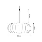 Ceiling lamp with silk shade in Japanese wabi-sabi style – oval shade with delicate ribbing