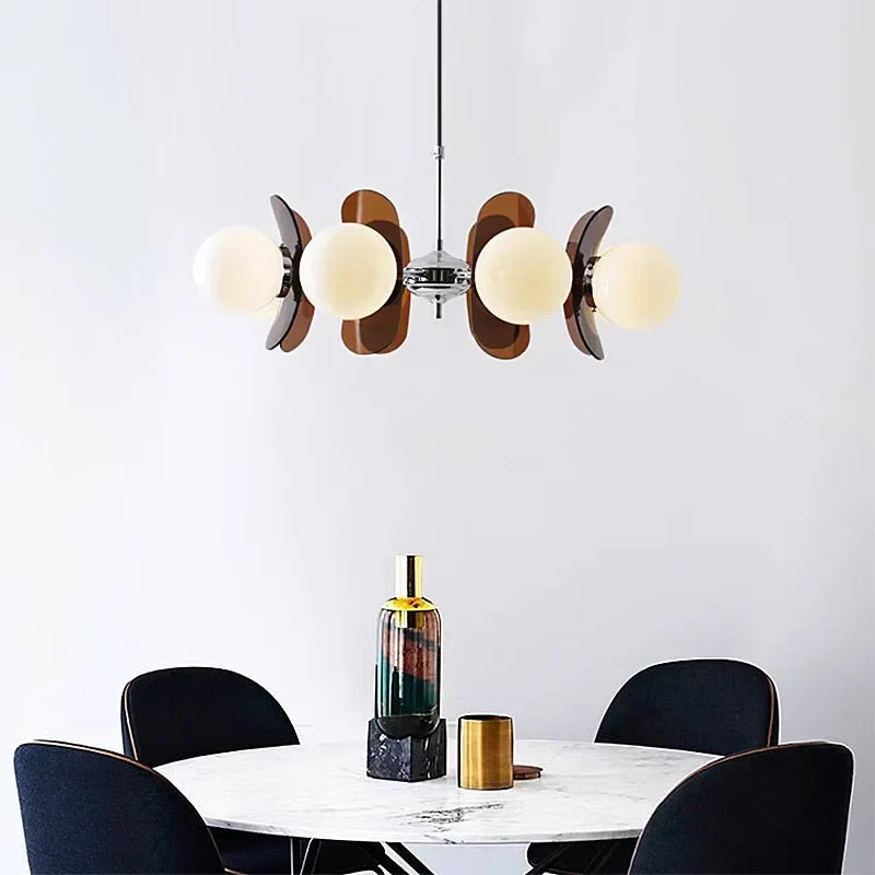 Hanging Lamp Retro Modern Chandelier with Ball Shades Bauhaus