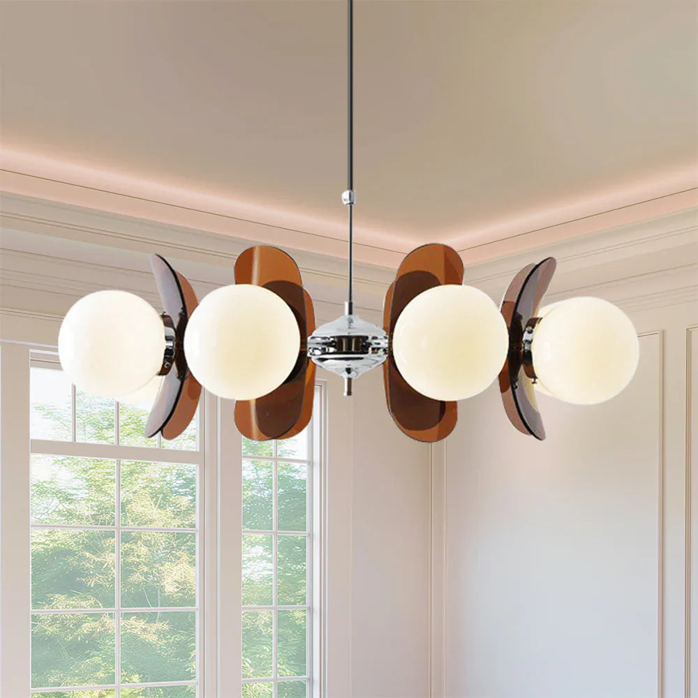 Hanging Lamp Retro Modern Chandelier with Ball Shades Bauhaus