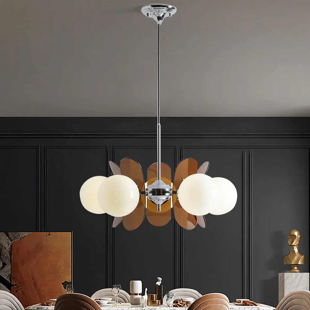 Hanging Lamp Retro Modern Chandelier with Ball Shades Bauhaus