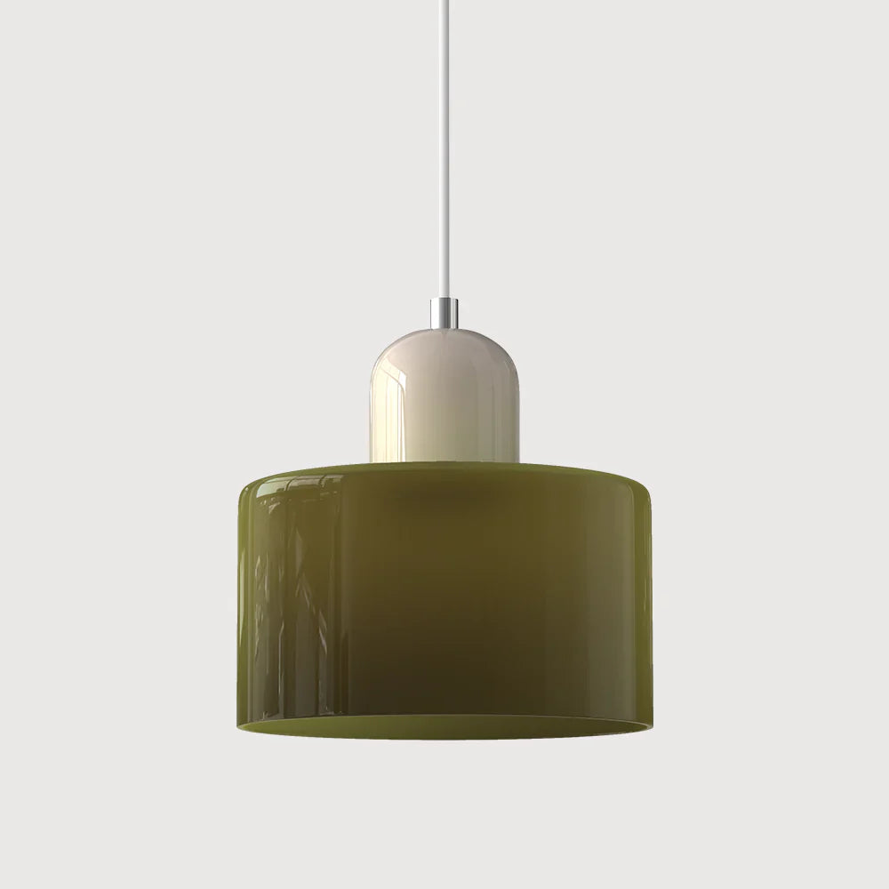 Modern Hanging Lamp Made of Colored Glass in Bauhaus Style