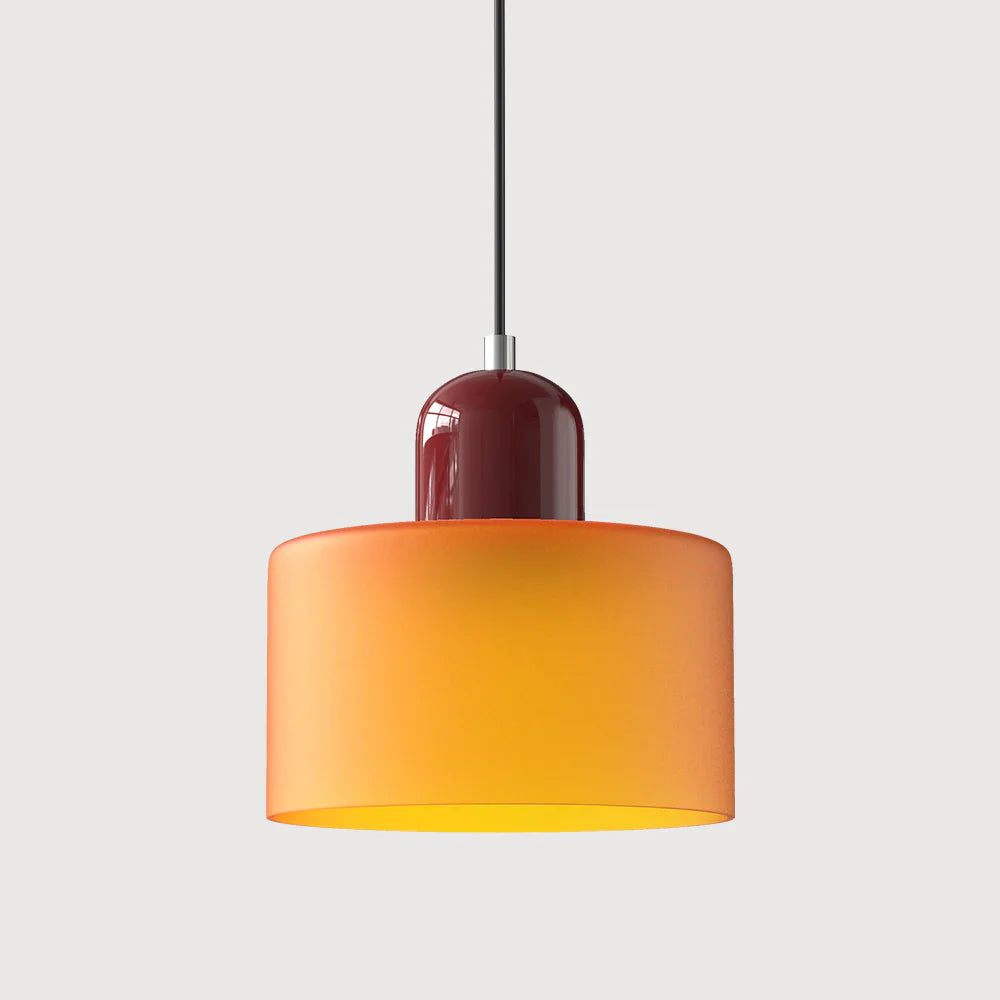 Modern Hanging Lamp Made of Colored Glass in Bauhaus Style