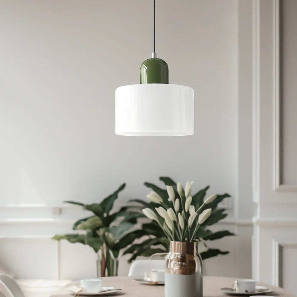 Modern Hanging Lamp Made of Colored Glass in Bauhaus Style