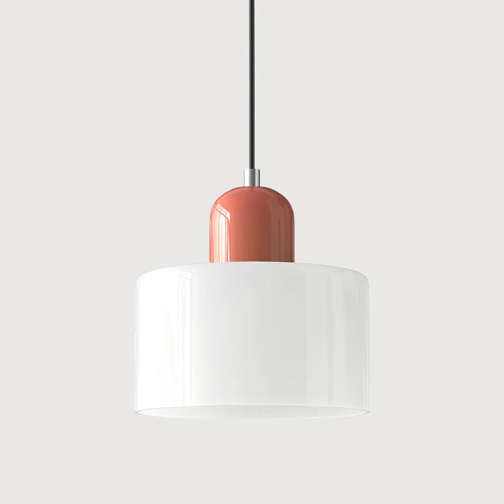 Modern Hanging Lamp Made of Colored Glass in Bauhaus Style