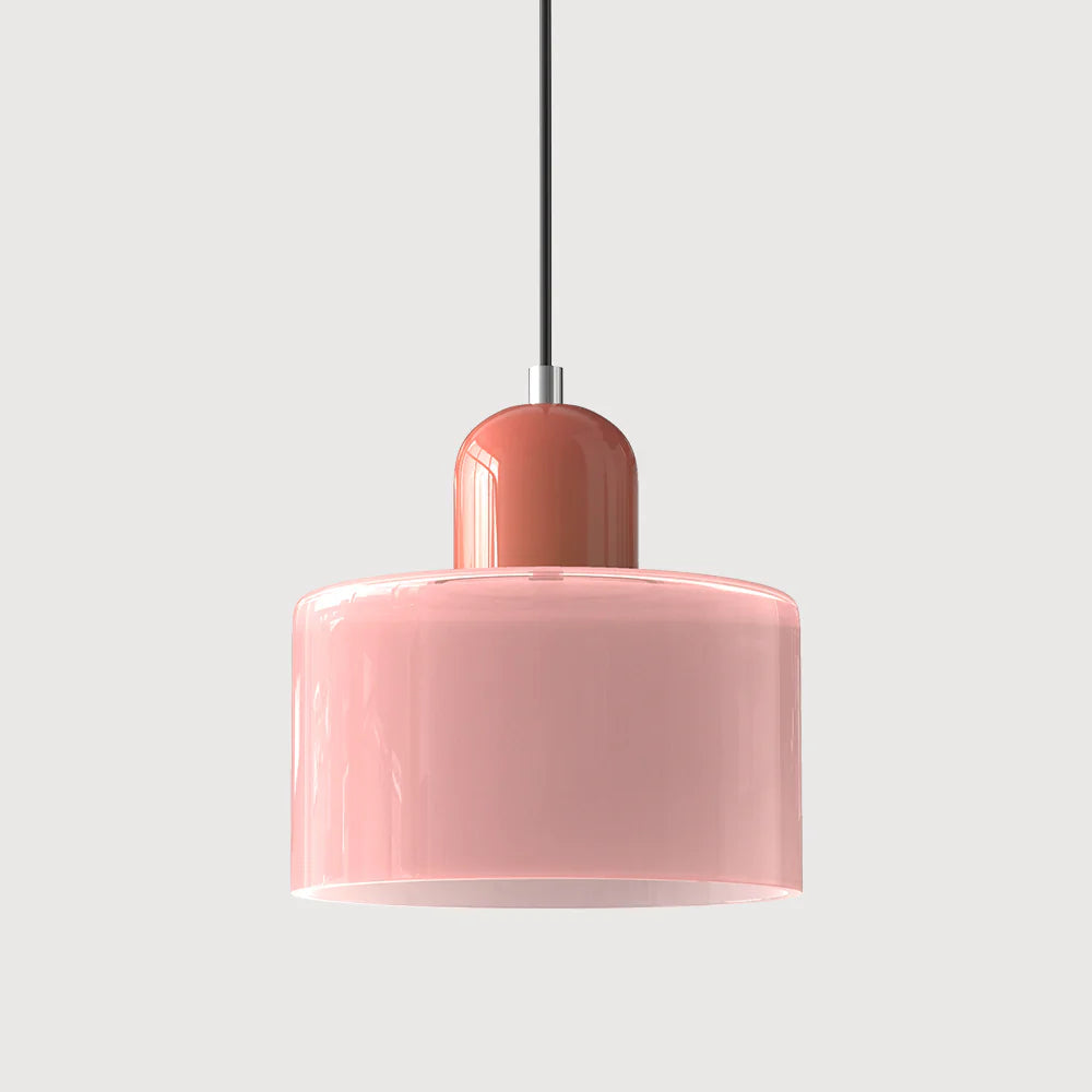 Modern Hanging Lamp Made of Colored Glass in Bauhaus Style