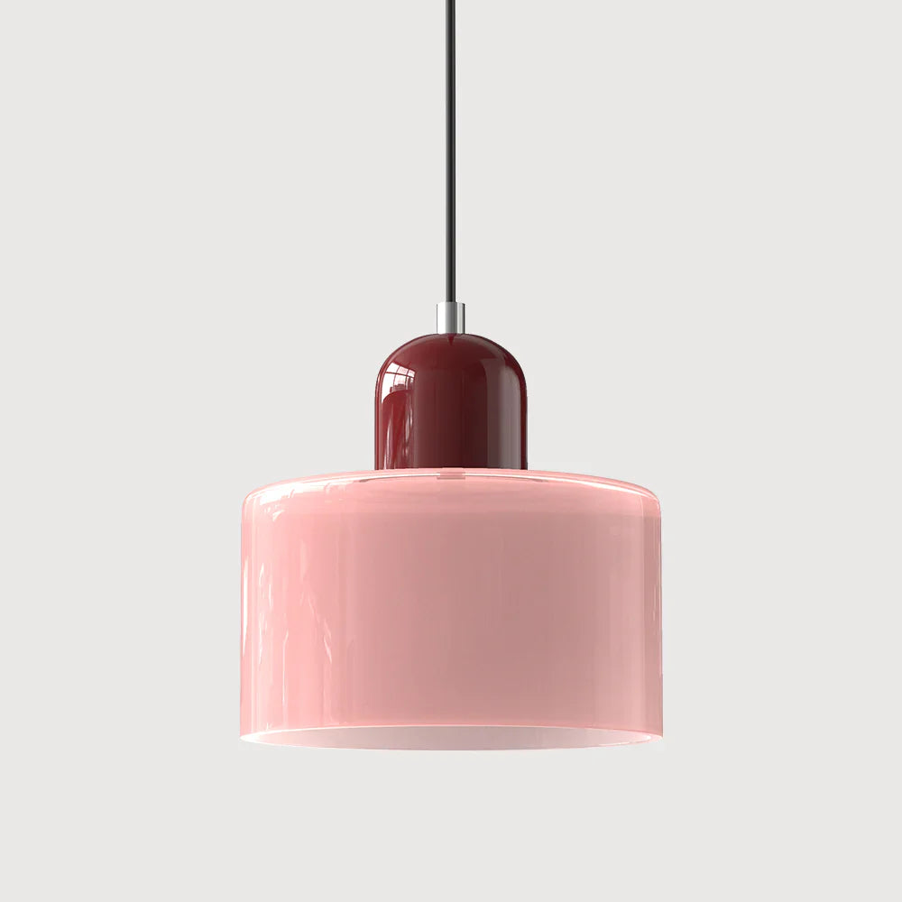 Modern Hanging Lamp Made of Colored Glass in Bauhaus Style