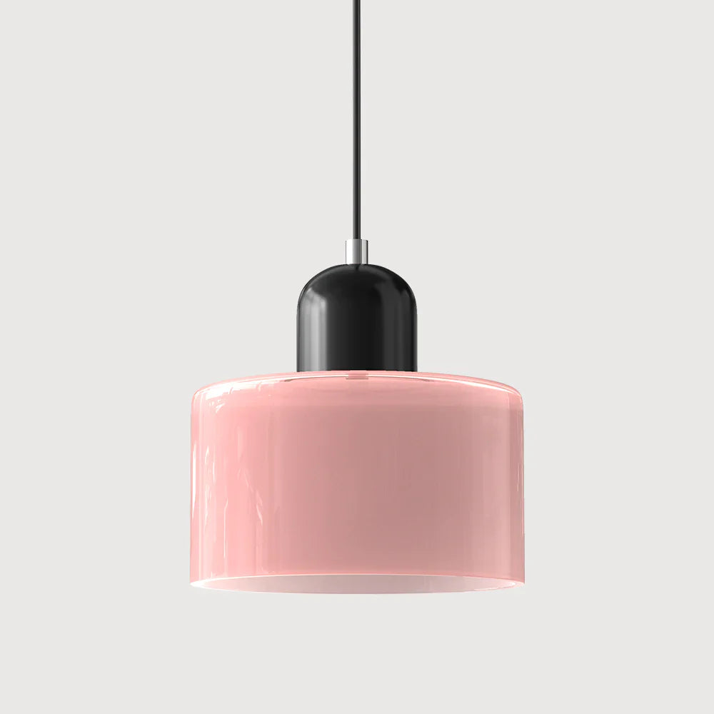 Modern Hanging Lamp Made of Colored Glass in Bauhaus Style