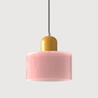 Modern Hanging Lamp Made of Colored Glass in Bauhaus Style