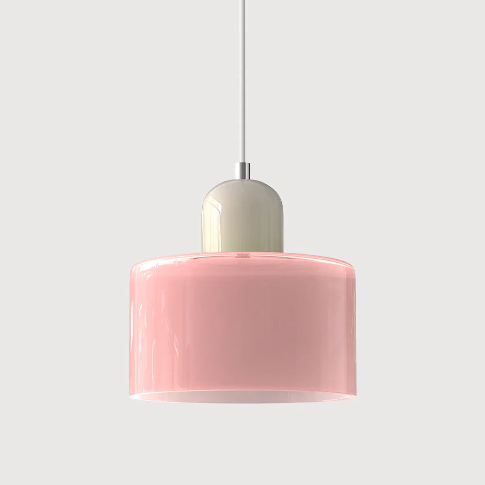 Modern Hanging Lamp Made of Colored Glass in Bauhaus Style