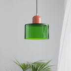 Modern Hanging Lamp Made of Colored Glass in Bauhaus Style