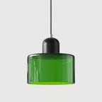 Modern Hanging Lamp Made of Colored Glass in Bauhaus Style