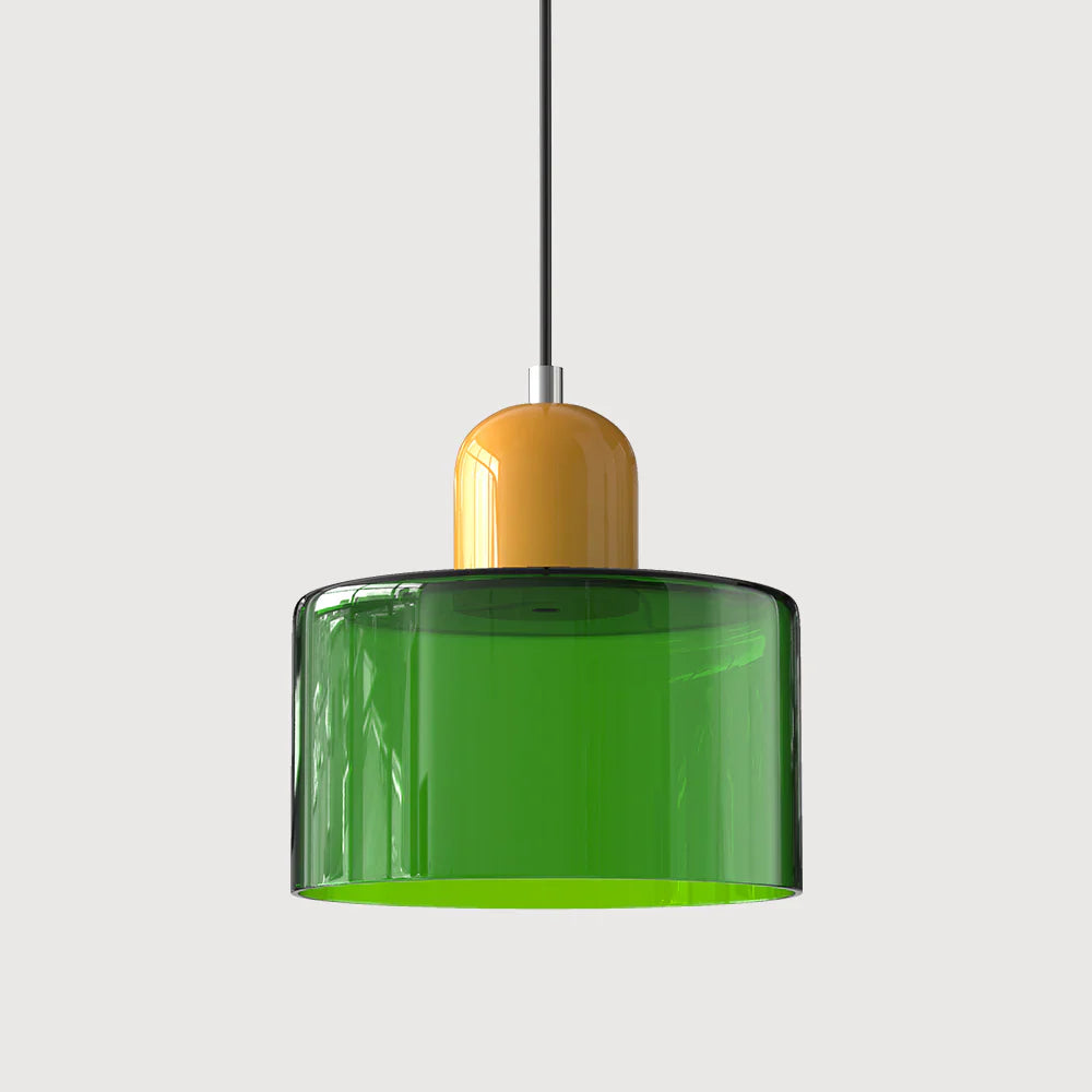 Modern Hanging Lamp Made of Colored Glass in Bauhaus Style