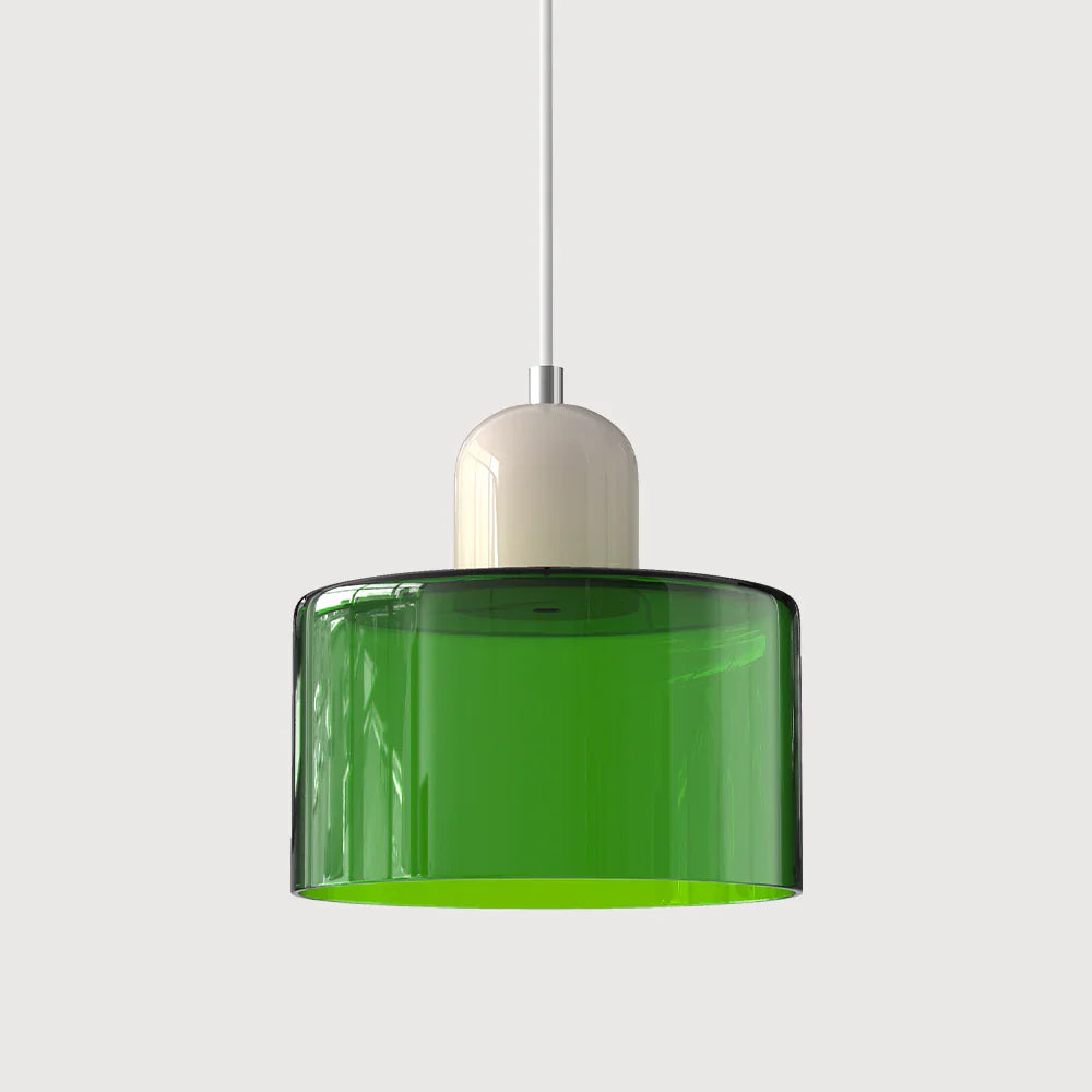 Modern Hanging Lamp Made of Colored Glass in Bauhaus Style